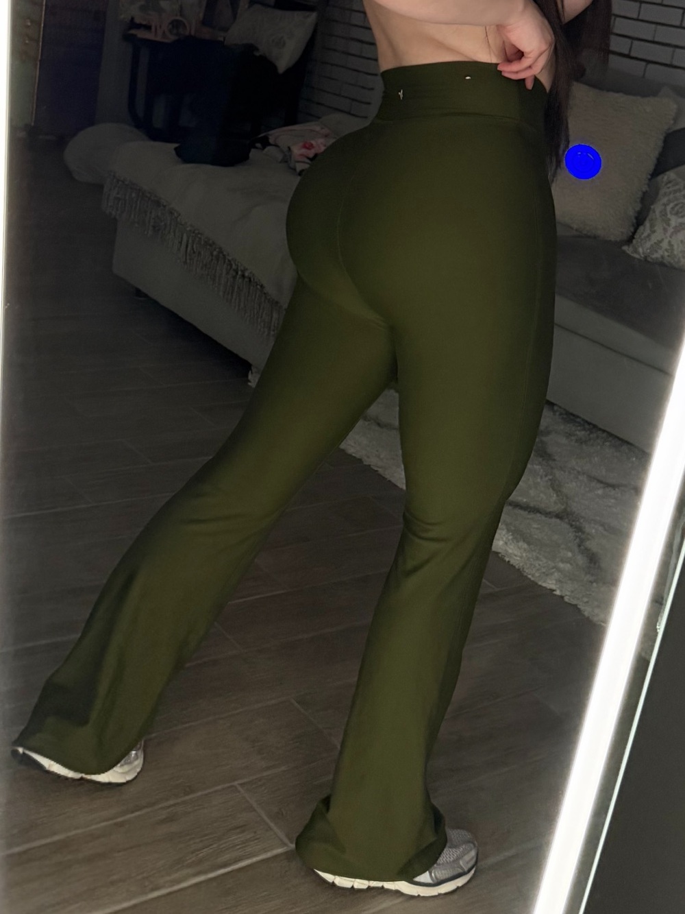 Old Navy Olive High-Rise Flare Leggings